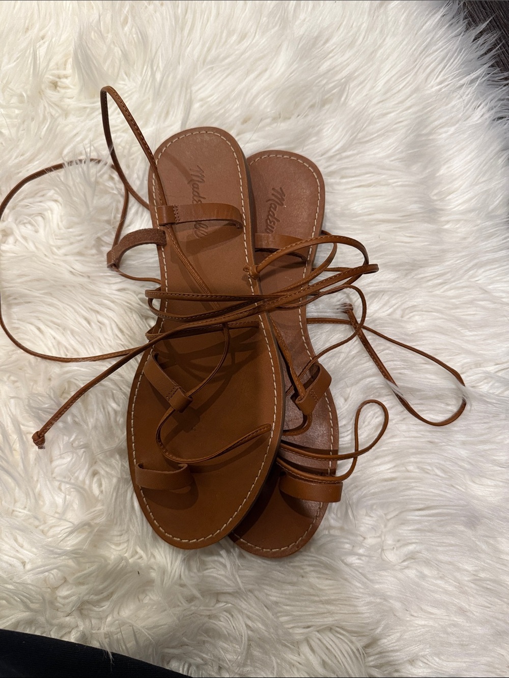Madewell Brown Leather Lace-Up Sandals
